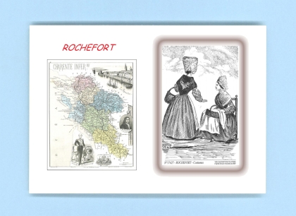 Cartes Postales impression Noir avec dpartement sur la ville de ROCHEFORT Titre : costumes