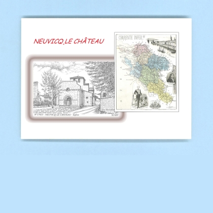 Cartes Postales impression Noir avec dpartement sur la ville de NEUVICQ LE CHATEAU Titre : eglise
