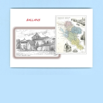 Cartes Postales impression Noir avec dpartement sur la ville de BALLANS Titre : eglise