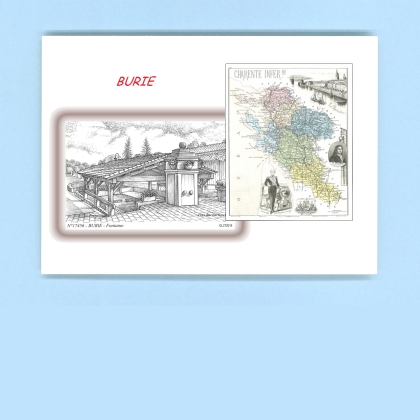 Cartes Postales impression Noir avec dpartement sur la ville de BURIE Titre : fontaine