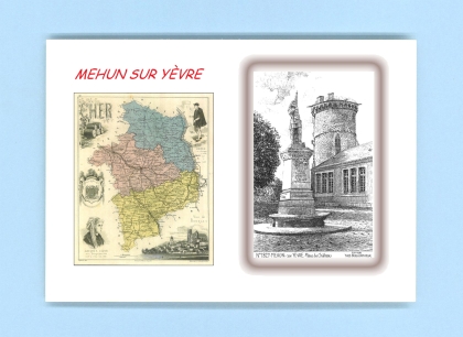 Cartes Postales impression Noir avec dpartement sur la ville de MEHUN SUR YEVRE Titre : place du chateau