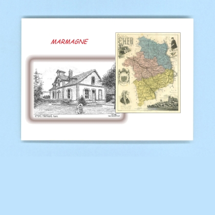 Cartes Postales impression Noir avec dpartement sur la ville de MARMAGNE Titre : mairie