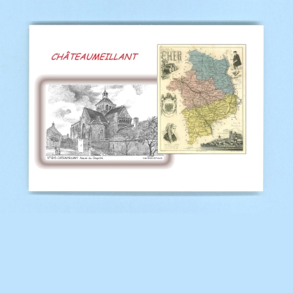 Cartes Postales impression Noir avec dpartement sur la ville de CHATEAUMEILLANT Titre : abside du chapitre
