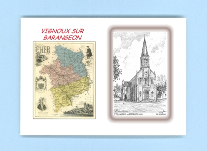 Cartes Postales impression Noir avec dpartement sur la ville de VIGNOUX SUR BARANGEON Titre : eglise