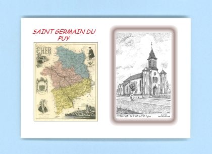 Cartes Postales impression Noir avec dpartement sur la ville de ST GERMAIN DU PUY Titre : eglise