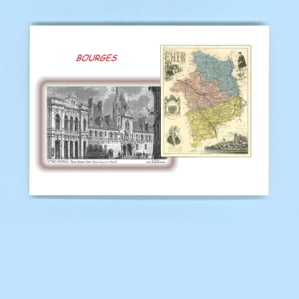 Cartes Postales impression Noir avec dpartement sur la ville de BOURGES Titre : palais jacques coeur