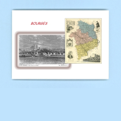 Cartes Postales impression Noir avec dpartement sur la ville de BOURGES Titre : vue