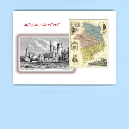 Cartes Postales impression Noir avec dpartement sur la ville de MEHUN SUR YEVRE Titre : vue