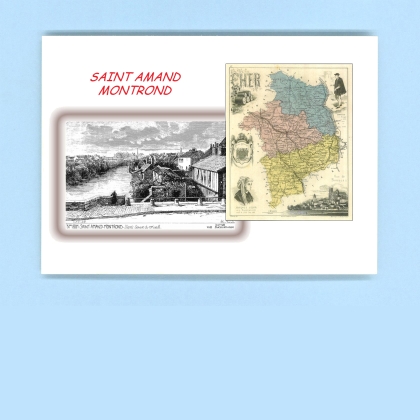 Cartes Postales impression Noir avec dpartement sur la ville de ST AMAND MONTROND Titre : vue