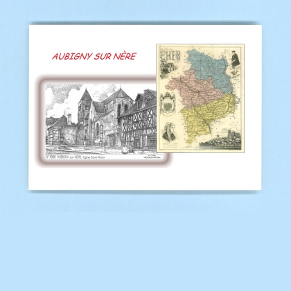 Cartes Postales impression Noir avec dpartement sur la ville de AUBIGNY SUR NERE Titre : eglise st martin