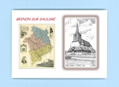 Cartes Postales impression Noir avec dpartement sur la ville de BRINON SUR SAULDRE Titre : eglise