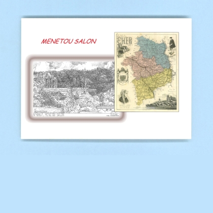 Cartes Postales impression Noir avec dpartement sur la ville de MENETOU SALON Titre : vue