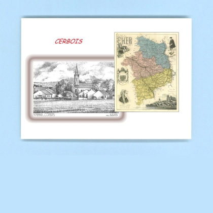 Cartes Postales impression Noir avec dpartement sur la ville de CERBOIS Titre : vue