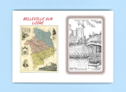 Cartes Postales impression Noir avec dpartement sur la ville de BELLEVILLE SUR LOIRE Titre : vue