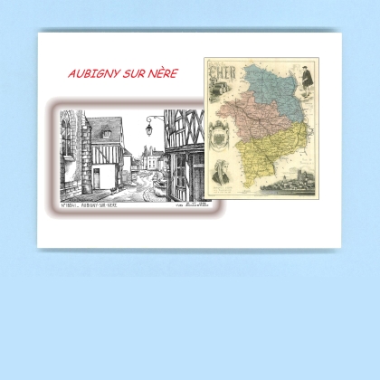 Cartes Postales impression Noir avec dpartement sur la ville de AUBIGNY SUR NERE Titre : vue