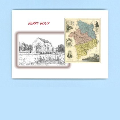 Cartes Postales impression Noir avec dpartement sur la ville de BERRY BOUY Titre : la chapelle st aignan