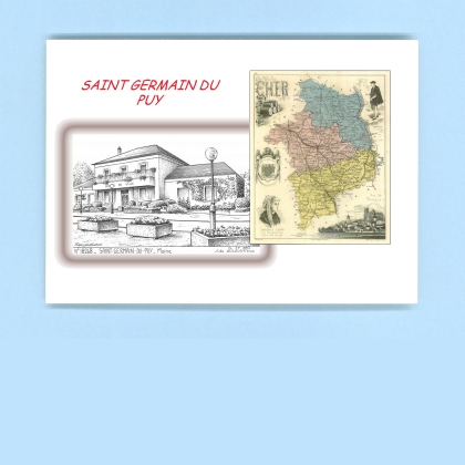 Cartes Postales impression Noir avec dpartement sur la ville de ST GERMAIN DU PUY Titre : mairie