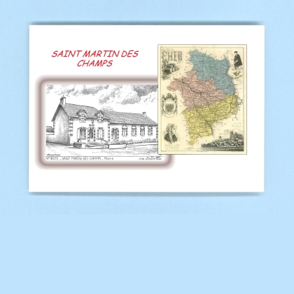 Cartes Postales impression Noir avec dpartement sur la ville de ST MARTIN DES CHAMPS Titre : mairie