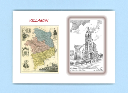 Cartes Postales impression Noir avec dpartement sur la ville de VILLABON Titre : eglise