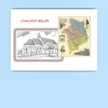 Cartes Postales impression Noir avec dpartement sur la ville de CHALIVOY MILON Titre : eglise
