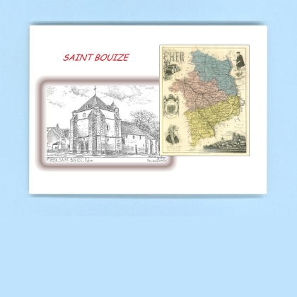 Cartes Postales impression Noir avec dpartement sur la ville de ST BIOUZE Titre : eglise