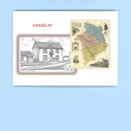 Cartes Postales impression Noir avec dpartement sur la ville de VASSELAY Titre : mairie