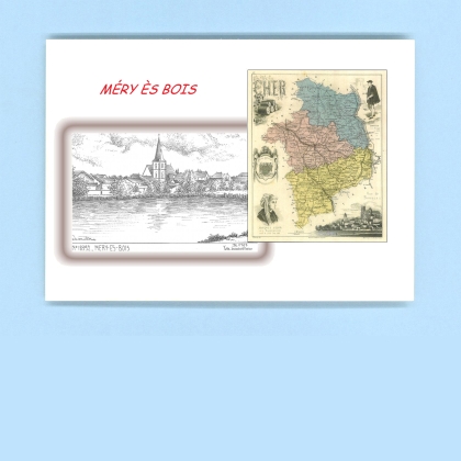 Cartes Postales impression Noir avec dpartement sur la ville de MERY ES BOIS Titre : vue