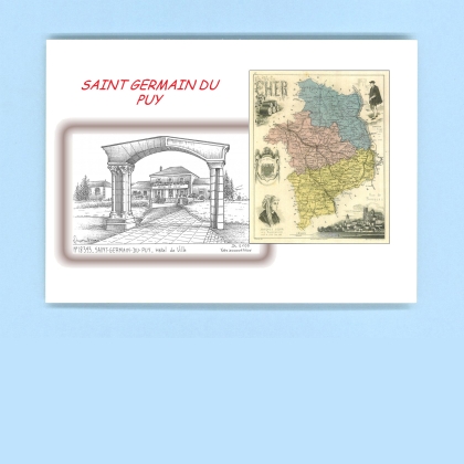 Cartes Postales impression Noir avec dpartement sur la ville de ST GERMAIN DU PUY Titre : hotel de ville