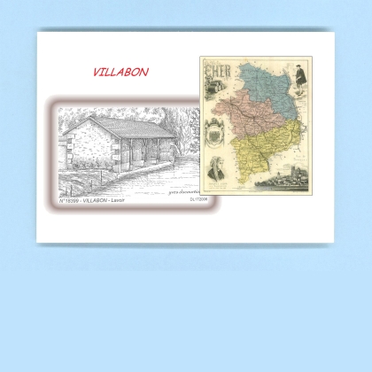 Cartes Postales impression Noir avec dpartement sur la ville de VILLABON Titre : lavoir