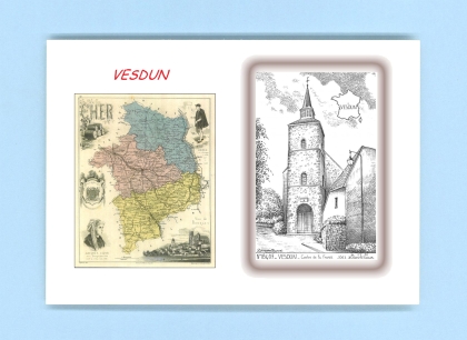 Cartes Postales impression Noir avec dpartement sur la ville de VESDUN Titre : centre de la france
