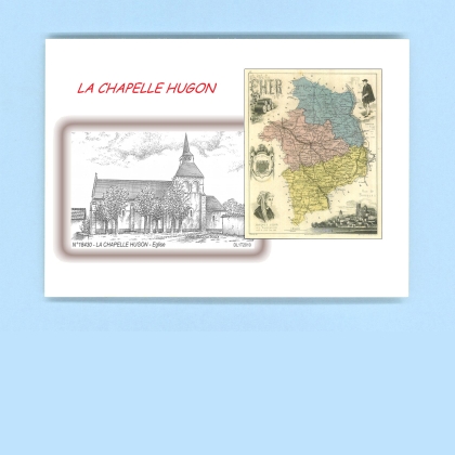 Cartes Postales impression Noir avec dpartement sur la ville de LA CHAPELLE HUGON Titre : eglise