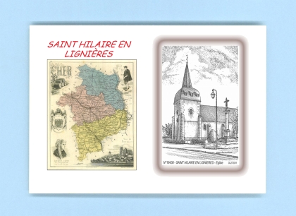 Cartes Postales impression Noir avec dpartement sur la ville de ST HILAIRE EN LIGNIERES Titre : eglise