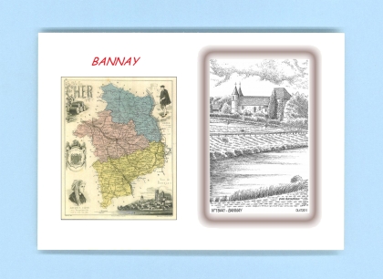 Cartes Postales impression Noir avec dpartement sur la ville de BANNAY Titre : vue