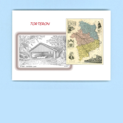 Cartes Postales impression Noir avec dpartement sur la ville de TORTERON Titre : lavoir
