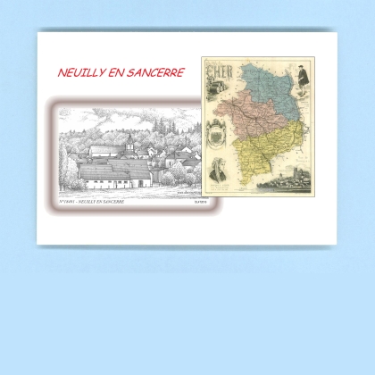 Cartes Postales impression Noir avec dpartement sur la ville de NEUILLY EN SANCERRE Titre : vue