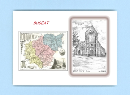 Cartes Postales impression Noir avec dpartement sur la ville de BUGEAT Titre : eglise