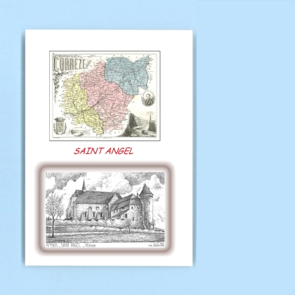 Cartes Postales impression Noir avec dpartement sur la ville de ST ANGEL Titre : abbaye