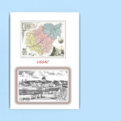 Cartes Postales impression Noir avec dpartement sur la ville de USSAC Titre : vue