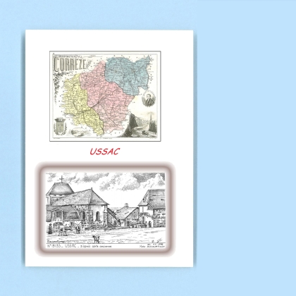 Cartes Postales impression Noir avec dpartement sur la ville de USSAC Titre : vue (d apres ca)