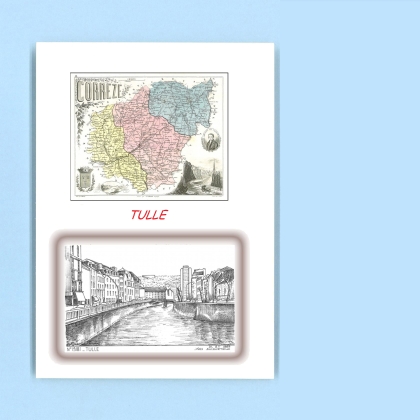 Cartes Postales impression Noir avec dpartement sur la ville de TULLE Titre : vue