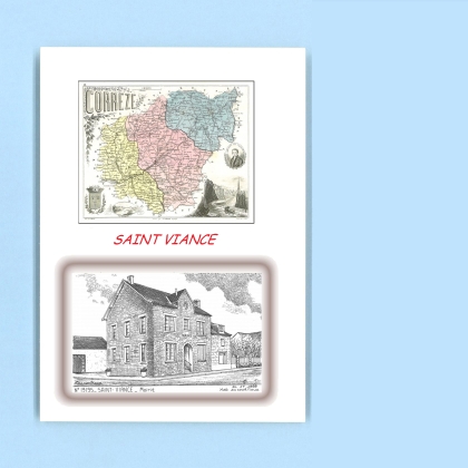 Cartes Postales impression Noir avec dpartement sur la ville de ST VIANCE Titre : mairie