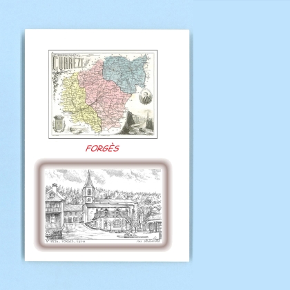 Cartes Postales impression Noir avec dpartement sur la ville de FORGES Titre : eglise
