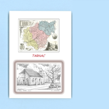 Cartes Postales impression Noir avec dpartement sur la ville de TARNAC Titre : eglise