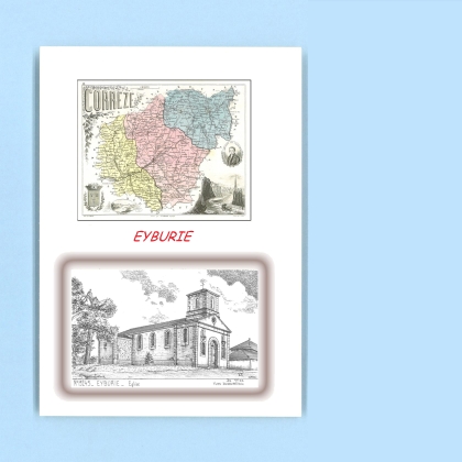 Cartes Postales impression Noir avec dpartement sur la ville de EYBURIE Titre : eglise
