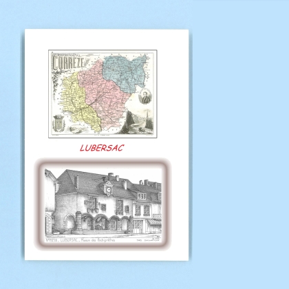 Cartes Postales impression Noir avec dpartement sur la ville de LUBERSAC Titre : maison des archipretres
