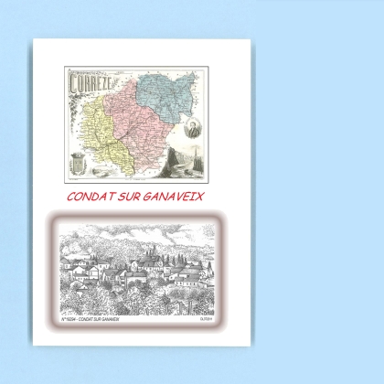 Cartes Postales impression Noir avec dpartement sur la ville de CONDAT SUR GANAVEIX Titre : vue