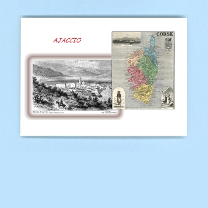 Cartes Postales impression Noir avec dpartement sur la ville de AJACCIO Titre : vue