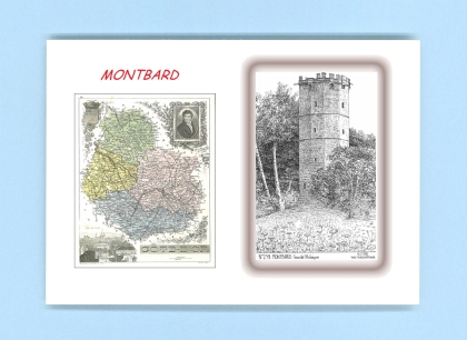 Cartes Postales impression Noir avec dpartement sur la ville de MONTBARD Titre : tour de l aubepin