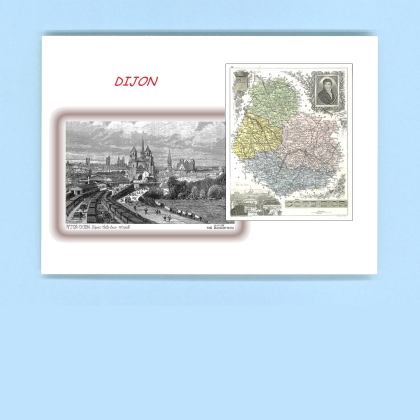 Cartes Postales impression Noir avec dpartement sur la ville de DIJON Titre : vue