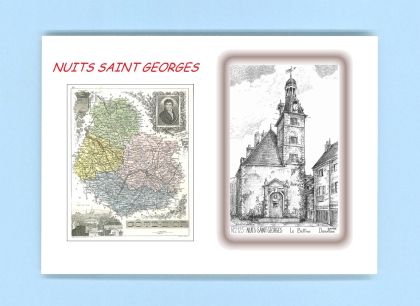 Cartes Postales impression Noir avec dpartement sur la ville de NUITS ST GEORGES Titre : beffroi